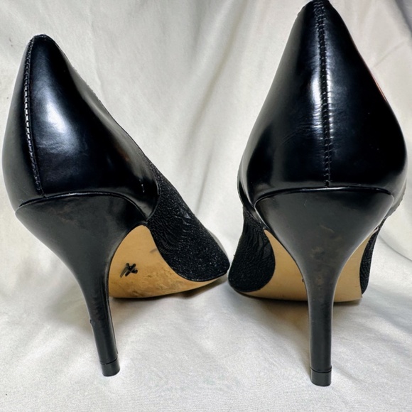 Hal Rubenstein Black & Metallic Leather Embossed Pump Sz 8.5 - Picture 6 of 7